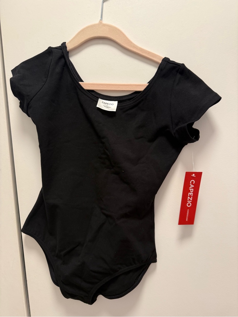 Capezio Black Short Sleeve Leotard Girls Large NWT